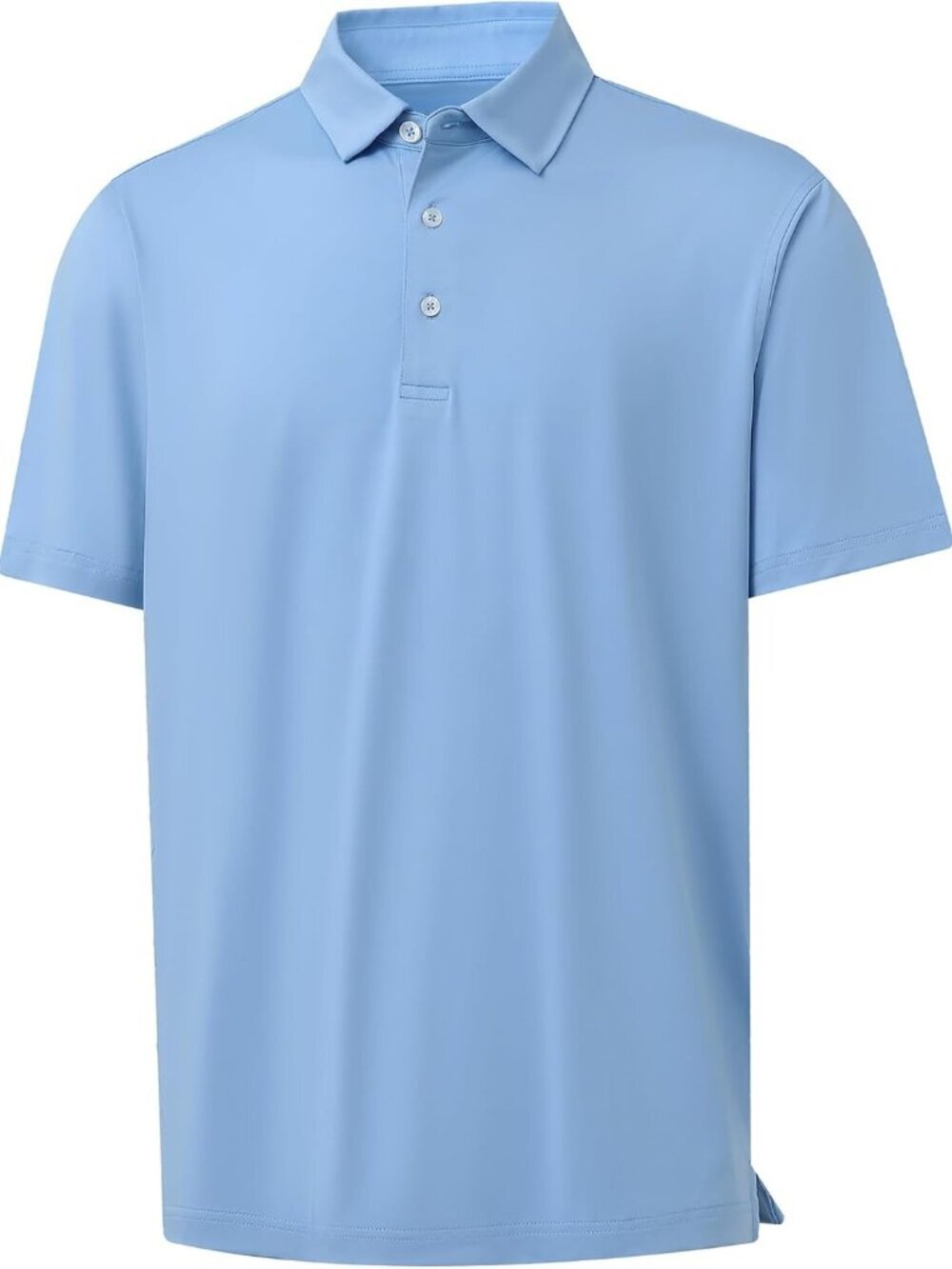 Men B- Light Blue Dry Fit Polo Shirt Color Block Chest Print Moisture Wick